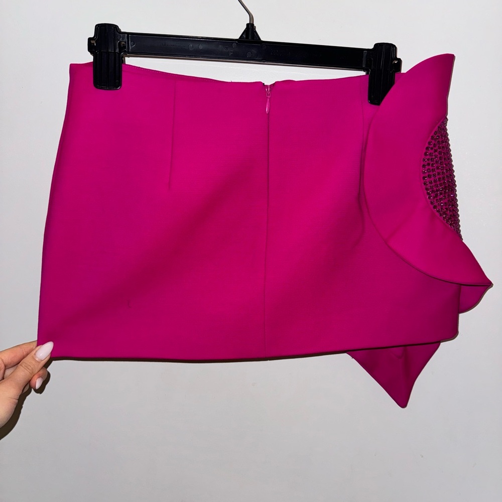 AREA Hot Pink Mini Skirt with Heart Appliqué - Picture 3 of 5